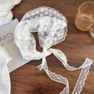 窈欣腰間絲巾連衣裙腰間配飾米白色蕾絲三角巾腰帶配裙子綁帶系在腰上 主圖款