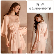 GPHF日系輕奢性感吊帶睡衣女夏季冰絲法式蕾絲高級感2025新款純欲睡裙 8169-2XI 純色蕾絲 杏色 兩件套 L 100-120斤