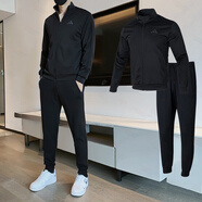 阿迪達(dá)斯（adidas）運動套裝男裝 2025夏季新款時尚戶外跑步健身夾克外套 訓(xùn)練長褲子 針織兩件套-暗標(biāo) L