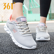 361°女鞋 跑步鞋女運(yùn)動(dòng)鞋夏季361度女鞋網(wǎng)面休閑鞋透氣軟底旅游鞋子 藕灰/甜桃粉2266 36