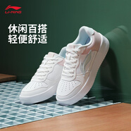 李寧板鞋女鞋夏季百搭透氣小白鞋耐磨運動休閑鞋 【浮舟】云霧白/淺粉色420-4 36