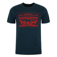 李維斯（Levi's）男士t恤休閑新款時(shí)尚百搭圓領(lǐng)短袖秋季百搭男裝上衣官方旗艦 深藍 現貨 S 適合110斤-130斤