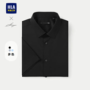 海瀾之家（HLA）短袖正裝襯衫男裝夏季透氣輕商務衫及系列翻領大碼上衣服男士襯衣 黑色23 39 /170建議63-68kg