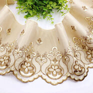 沙發(fā)布帶花邊墊雙層帶襯布裙邊歐式蕾絲輔料窗簾拼接裝飾17厘米 咖啡6米一條