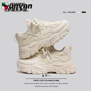 西域駱駝（VANCAMEL）秋季男鞋休閑網(wǎng)面運動(dòng)老爹鞋小白香港潮牌感增高網(wǎng)紅 米色 35 標準運動(dòng)尺碼