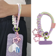 萬(wàn)佳臻手機掛繩手腕短款可愛(ài)吊墜掛飾多巴胺撞色編織棉繩戶(hù)外旅游防盜女電話(huà)套裝飾鏈水杯手機殼防丟吊繩 【紫綠粉】手繩+紫色卡條+雙星鈴鐺吊墜