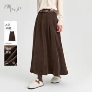 片斷（dribs＆drabs）片斷半身裙女2024冬季新款復古氣質(zhì)通勤傘裙軟糯垂墜感百搭中長(cháng)裙 深咖 M