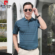 皮爾卡丹（pierre cardin）夏裝薄款爸爸裝短袖t恤男翻領(lǐng)POLO衫40-50歲中老年人男裝冰絲上衣 SK2201藏青【冰絲/透氣】 M 165/90-115斤