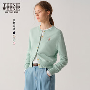 Teenie Weenie小熊針織開(kāi)衫2025年春夏新款圓領(lǐng)休閑基礎長(cháng)袖毛衣外套女空調衫 薄荷色 S