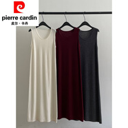 皮爾卡丹（pierre cardin）25早春 簡約純色背心寬松長款針織連衣裙針織 白色 均碼