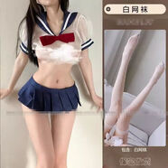 奴風(fēng)睡裙日系性感學(xué)生j制服套裝純欲風(fēng)辣妹學(xué)院風(fēng)水手服床上戰(zhàn)袍火辣 藍(lán)白色學(xué)生裝+白網(wǎng)襪W1 L