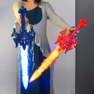 ONEVAN新款兒童寶劍玩具閃光激光王者圣劍榮耀電動(dòng)發(fā)光塑料七彩聲光男孩 雙劍合璧（霸王雙色款） 自備電池（低配款）