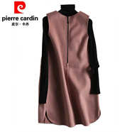 皮爾卡丹（pierre cardin）春秋2025套頭無袖馬甲連衣裙女感v領(lǐng)外穿毛呢純色背心裙針織 紫粉色 S