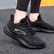 安踏男鞋冬季新款運動(dòng)鞋秋季網(wǎng)面透氣輕便跑步鞋子男休閑旅游鞋慢跑鞋 全黑-5 42.5