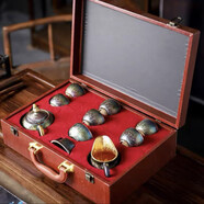 七彩孔雀曜變金油滴鎏金建盞茶杯個人專用主人杯純金茶盞建盞20 七彩建盞金油滴10件套高端0ml0只