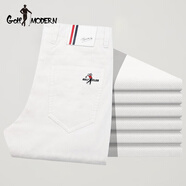 GOLF MODERN 高爾夫休閑褲男秋冬燈芯絨條絨男褲厚款直筒長(zhǎng)褲 白色 33