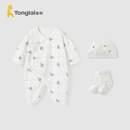 童泰【孕媽有禮-新客39.9元】嬰兒連體衣新生兒初寶寶純棉衣服春秋 格紋球帽（四季款/純棉） 52cm