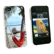 GRAPHICS & MORE 熱帶海灘吊床  棕櫚樹海  iPhone 4 4S 白色硬質(zhì)保護(hù)殼