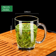 VTyee加厚耐熱玻璃茶杯帶蓋茶飲杯蓋杯帶把杯子辦公家用喝水杯泡茶杯 直身把杯290ML 1只