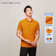 TOMMY HILFIGER【潮流多色】夏季男裝珠地棉商務(wù)休閑純色短袖T恤翻領(lǐng)POLO22109 橘色SG3 L (推薦：150-165斤)