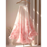 清中喬今年流行大碼女裝粉色碎花漸變百褶釣系約會(huì )半身長(cháng)裙子女 粉色半身裙 裙長(cháng)80厘米 M 80-117斤