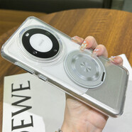 旋轉支架華為mate60pro手機殼透明pura70Pro保護套mate70防摔外殼 【透明】+A款 360度旋轉磁吸支架 華為Mate 70Pro