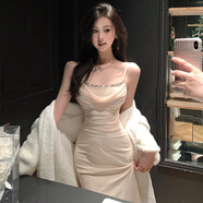 天啟世紀法式富家千金吊帶連衣裙女冬季內搭高級感修身包臀生日禮服中長(cháng)裙 圖片色【釣系約會(huì )裙/韓系氛圍感 M 【建議95-105斤】