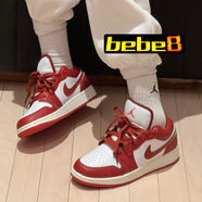耐克（NIKE）【嚴選好物】bebe8耐克AJ1 NIKE AIR JORDAN 1 low低幫休閑板鞋 青少年GS橘紅FJ3465-160 39