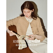 庫恩瑪維（KUHNMARVIN）法式復古針織開衫女裝2025年早春新款韓版休閑毛衣短外套K35596 卡其色 M