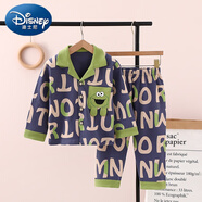 迪士尼（Disney）棉兒童睡衣男女童春秋全棉家居服柔軟舒適睡衣套裝居家服 綠怪獸字母 棉 140 建議身高130-135cm