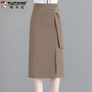 啄木鳥(niǎo)（TUCANO）開(kāi)叉半身裙女夏季2025新款一步裙氣質(zhì)中長(cháng)款包臀裙西裝裙顯瘦百搭 咖色 M 80-100斤