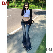 DALEY MODE美式低腰微喇叭牛仔褲女2025新款復古辣妹彈力修身顯瘦馬蹄褲百搭 復古藍量 S