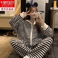 莫代爾半邊絨睡衣女冬季2025新款加厚加絨珊瑚絨家居服套裝秋冬天可外穿 套裝(韓國半邊絨) 軟糯蓬松 XL 建議120-135斤