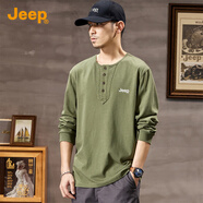 JEEP【100%棉】2025秋季衛衣男套頭打底衫圓領(lǐng) T恤長(cháng)袖上衣
