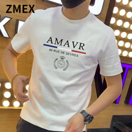 ZMEX短袖t恤男2025新款潮流休閑上衣體恤衫純色打底衫半袖男裝 白色【AMAVR】 M 建議90-115斤