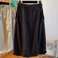 艾妃琳【8597人收藏】韓國a字版工裝半身裙女夏季2024新款寬松休閑百搭 黑色 M 【建議90-105】