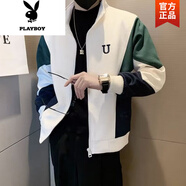 花花公子（PLAYBOY）男士夾克秋冬季韓版潮流修身休閑呢子男短款高級(jí)感毛呢外套男加厚 9030夾克米白色 2XL