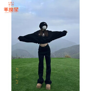 乖甜星180高個(gè)子加長(cháng)版黑色高腰直筒牛仔褲女175超長(cháng)顯瘦堆堆窄版闊腿褲 黑色長(cháng)褲 L 105-115斤