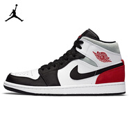 Jordan休閑鞋男子AJ1喬丹JORDAN 1中幫運動(dòng)鞋852542-100黑紅44