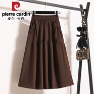 皮爾卡丹（pierre cardin）松緊高腰不規(guī)則半身裙女2025新款春夏傘裙顯瘦遮跨百搭休閑大擺裙 2024咖啡色2025 4XL (建議170-200斤)
