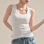 丹語(yǔ)（DANYU）白色吊帶背心女士2025新款夏季u領(lǐng)內搭打底外穿高級感寬肩帶上衣 白色 M