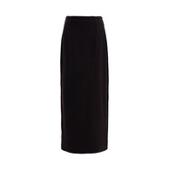 速品SUPIN女裝后開(kāi)叉黑色半身裙女冬季新款氣質(zhì)過(guò)膝裙 C28深咖 M