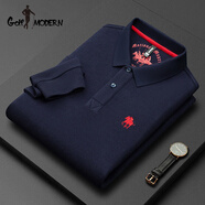 GOLF MODERN polo衫男高爾夫服裝男裝男士長(cháng)袖t恤 純色翻領(lǐng)拉鏈品牌刺繡上衣 寶藍色8686 L