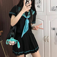 閃動少女（SHANDONGSHAONV）JK原創(chuàng)日系校供中間服jk制服裙基礎(chǔ)款學(xué)院風(fēng)水手服套裝 短袖上衣 單件 L 建議105-115斤