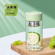 富光雙層高硼硅玻璃杯便攜帶濾網(wǎng)泡茶杯加厚透明簡(jiǎn)約杯子 抹茶綠210ml