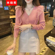 米珀莉小香風春季連衣裙秋季穿搭套裝2025新款氣質(zhì)女神范針織上衣A字裙 套裝 S