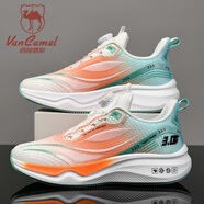 西域駱駝（VANCAMEL）赤兔男鞋夏季新款透氣運(yùn)動(dòng)鞋男學(xué)生體考網(wǎng)面跑步鞋大碼休閑鞋子男 白桔 【旋轉(zhuǎn)紐扣款】 46
