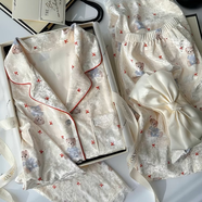 俞兆林春秋新款卡通金絲絨泡芙小白熊睡衣女長(cháng)袖甜美可愛(ài)金絲絨家居服