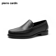 皮爾卡丹（pierre cardin）男鞋商務(wù)休閑皮鞋男正裝低幫套腳鞋舒適軟底軟面一腳蹬樂(lè )福鞋 透氣沖孔（黑色） 41
