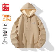 名創(chuàng)優(yōu)品（MINISO）加厚羊羔絨衛(wèi)衣男冬季防寒保暖連帽外套重磅百搭上衣 卡其 L